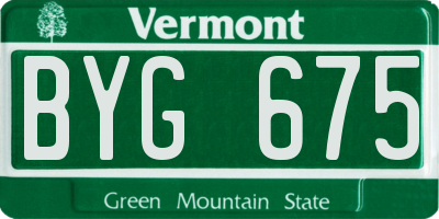 VT license plate BYG675