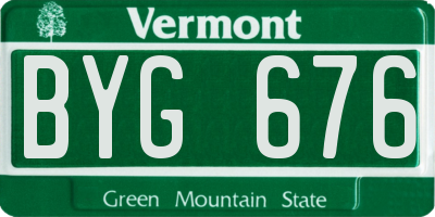 VT license plate BYG676
