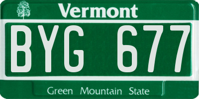 VT license plate BYG677
