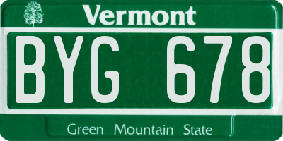 VT license plate BYG678