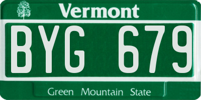 VT license plate BYG679