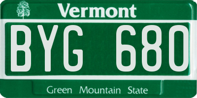 VT license plate BYG680