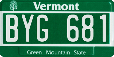VT license plate BYG681