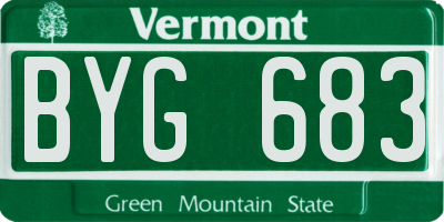 VT license plate BYG683