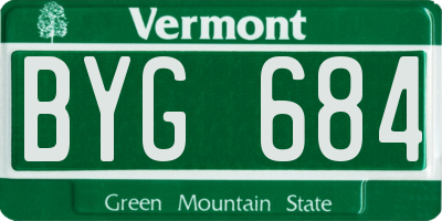 VT license plate BYG684