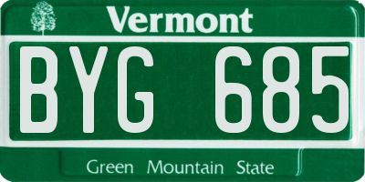 VT license plate BYG685