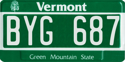VT license plate BYG687