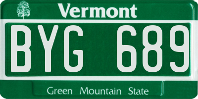 VT license plate BYG689