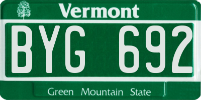 VT license plate BYG692