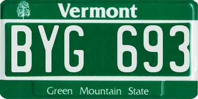 VT license plate BYG693
