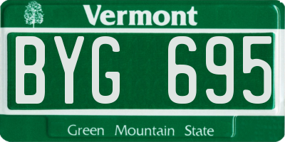 VT license plate BYG695