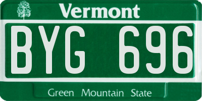 VT license plate BYG696