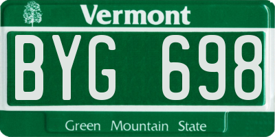 VT license plate BYG698