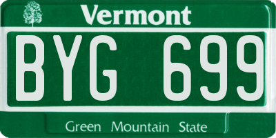 VT license plate BYG699