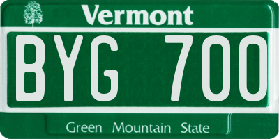 VT license plate BYG700