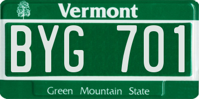 VT license plate BYG701