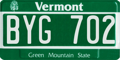VT license plate BYG702