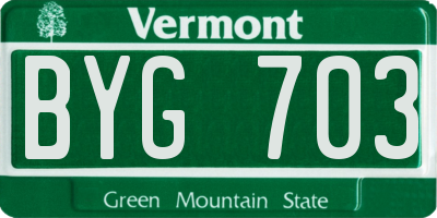 VT license plate BYG703