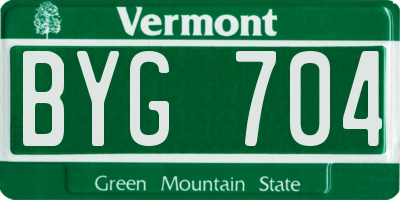 VT license plate BYG704