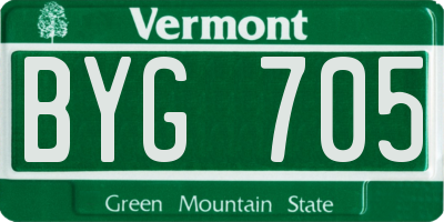 VT license plate BYG705