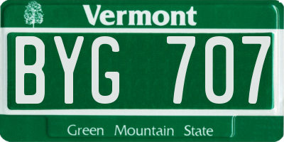 VT license plate BYG707