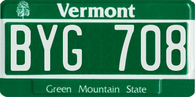 VT license plate BYG708