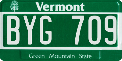 VT license plate BYG709