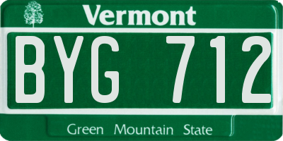 VT license plate BYG712