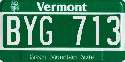 VT license plate BYG713