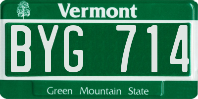 VT license plate BYG714