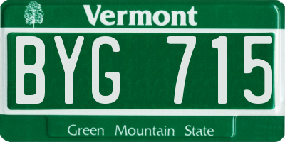 VT license plate BYG715