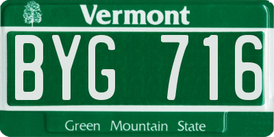 VT license plate BYG716