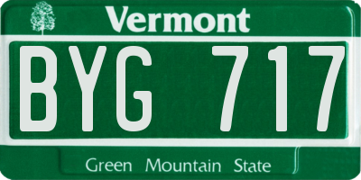 VT license plate BYG717