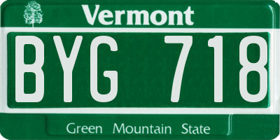 VT license plate BYG718