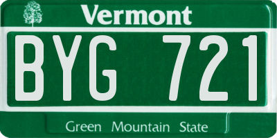 VT license plate BYG721