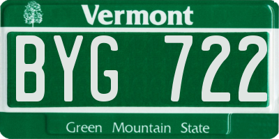 VT license plate BYG722