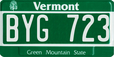 VT license plate BYG723