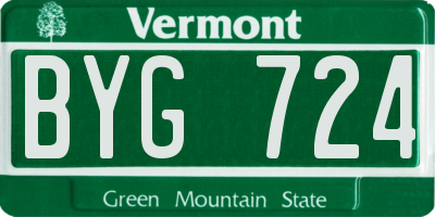 VT license plate BYG724