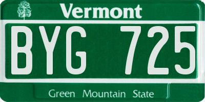 VT license plate BYG725