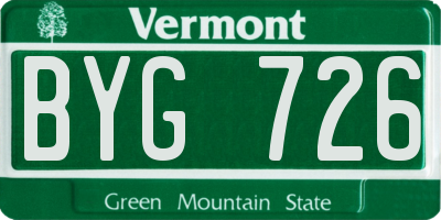 VT license plate BYG726