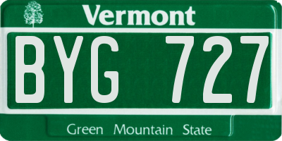VT license plate BYG727