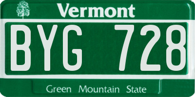 VT license plate BYG728