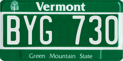 VT license plate BYG730