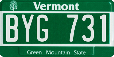 VT license plate BYG731