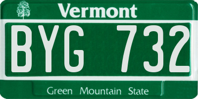 VT license plate BYG732