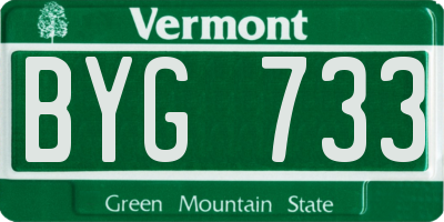 VT license plate BYG733