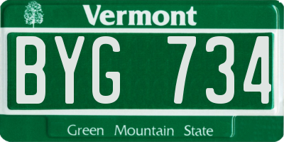 VT license plate BYG734