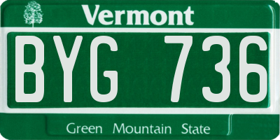 VT license plate BYG736