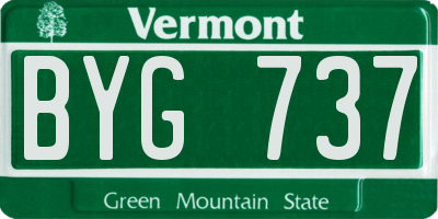 VT license plate BYG737