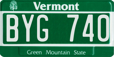 VT license plate BYG740